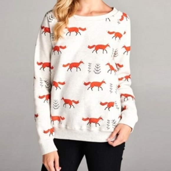 Enchanting Fleece Lined Fox Sweatshirt - Picture 1 of 6
